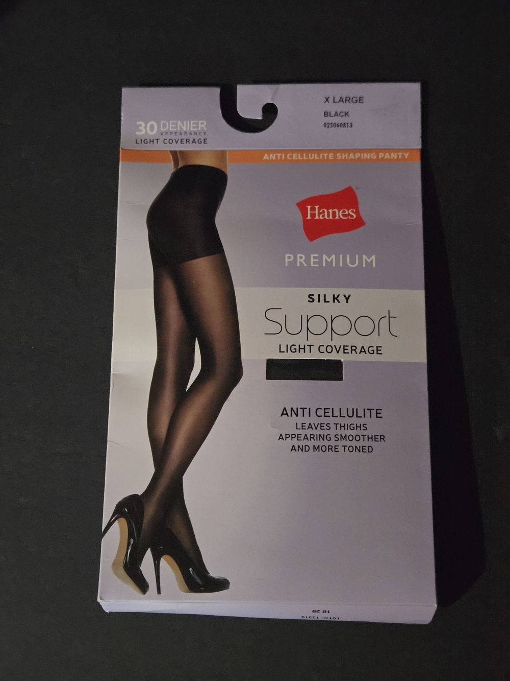 Hanes Silky Support Light Coverage Pantyhose - Black